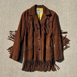 Brown Leather Fringe Jacket